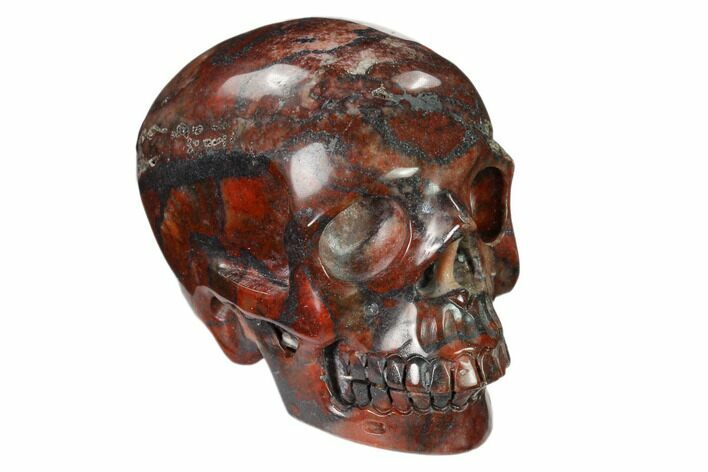 Realistic, Polished Red Picture Jasper Skull #150955
